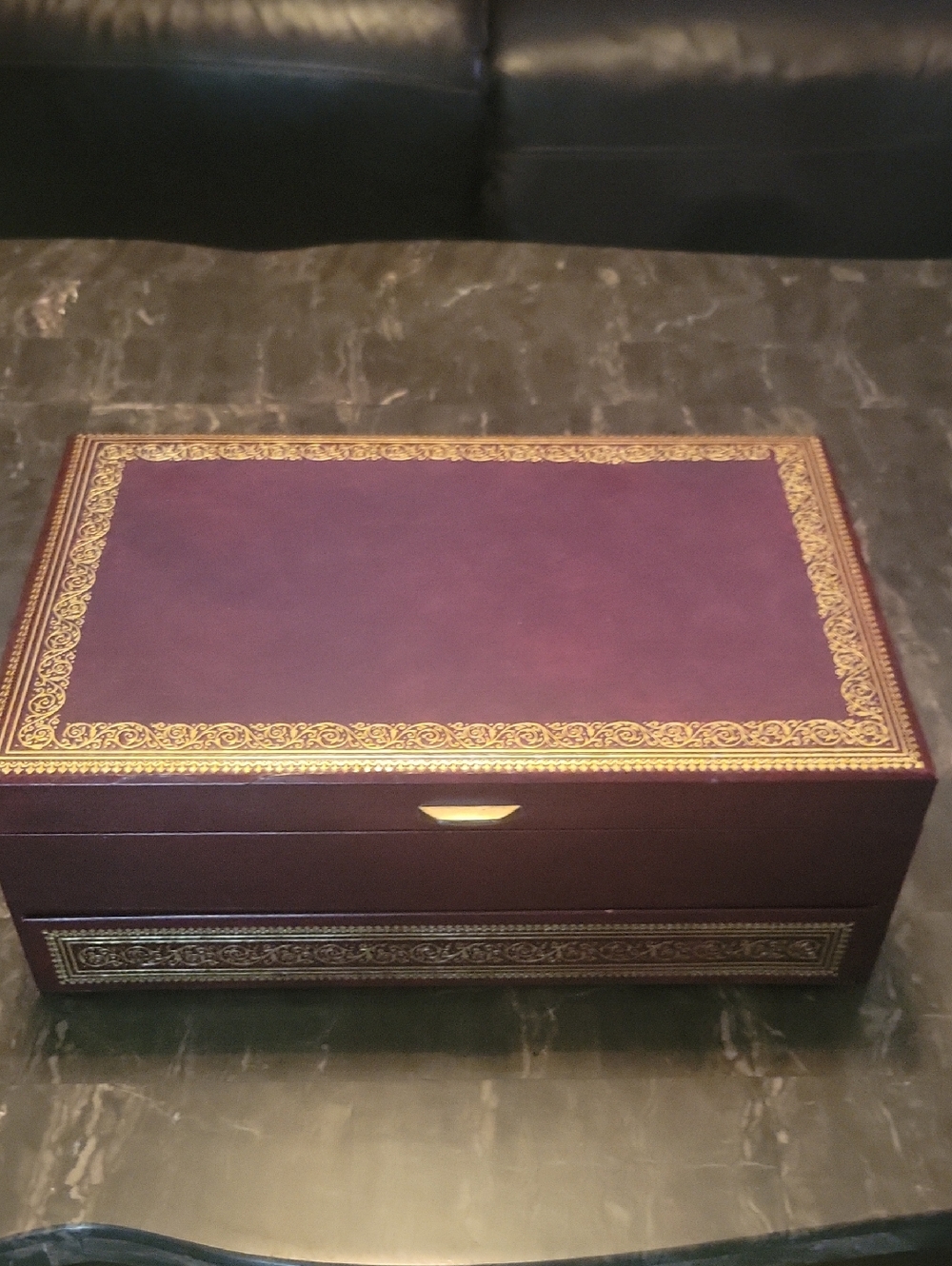 Vintage Mele 3-Tier Sliding Drawer Jewelry Box, Burgundy